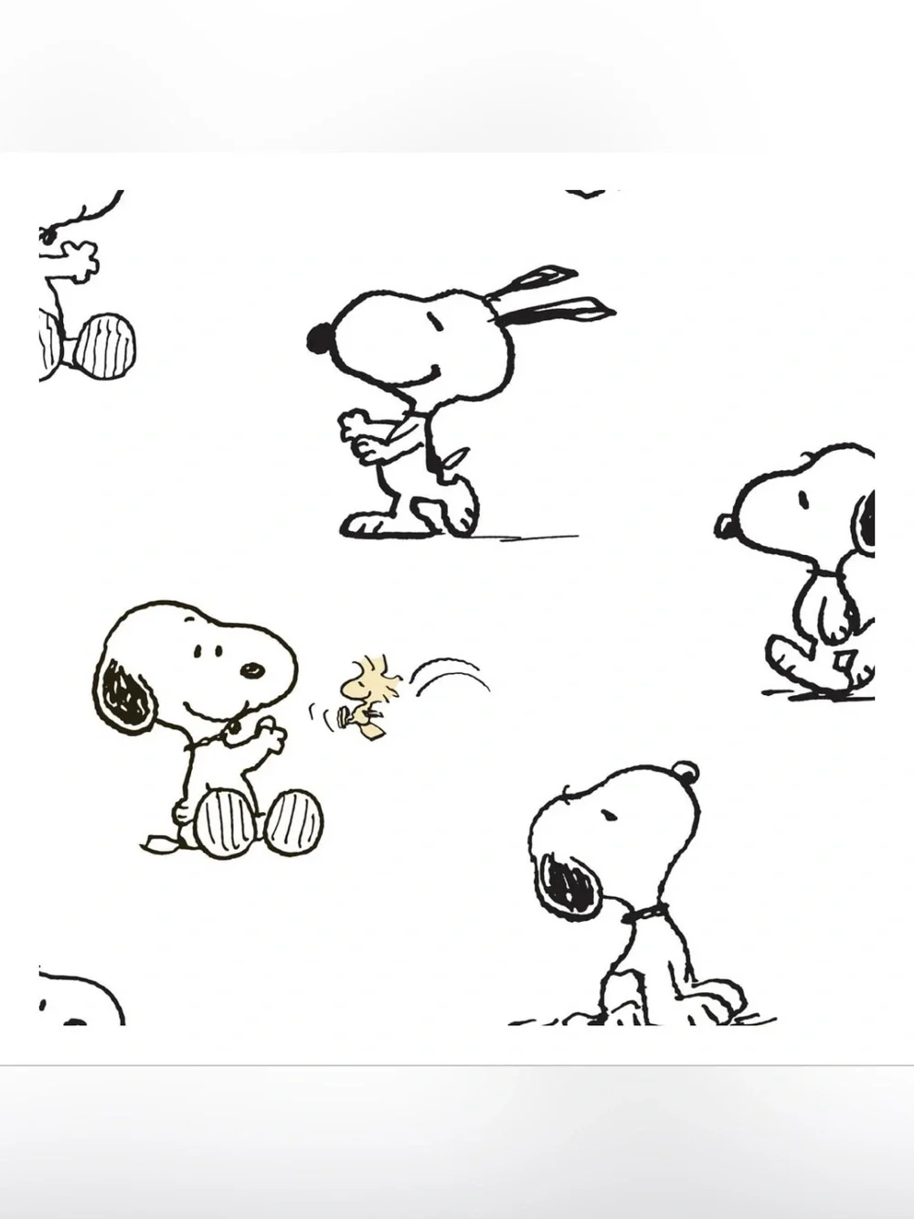 Peanuts - Classic Snoopy 100% Cotton White/Black Flat Sheet with Pillowcase